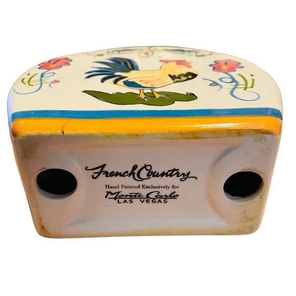 French Country Monte Carlo Las Vegas Hand Painted Napkin Holder Souvenir 5" x 5" - Picture 3 of 3